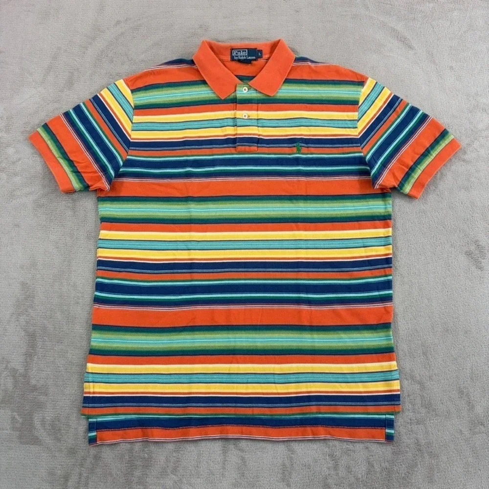 Vintage Polo Ralph Lauren Western Serape Blanket Striped Polo Shirt Men Large